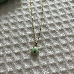 Louis Vuitton Authentic Gold and Mint Pendant Necklace